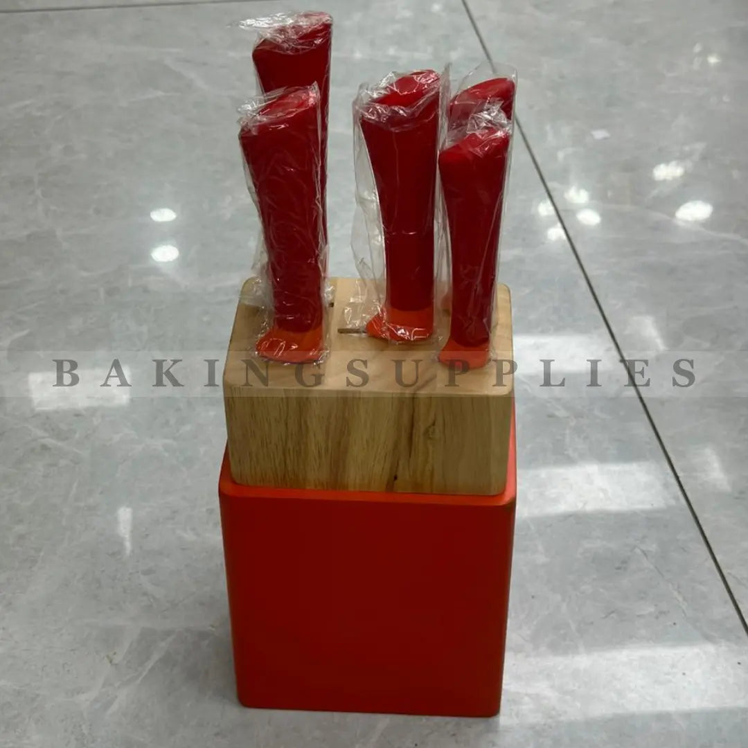 5 Piece Stainless Steel Kitchen Knife Set with Wooden Stand