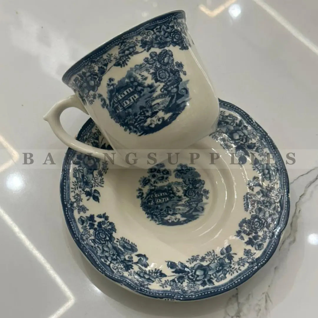 Royal Blue Heritage Porcelain Tea Cup & Saucer Set 12 Pieces
