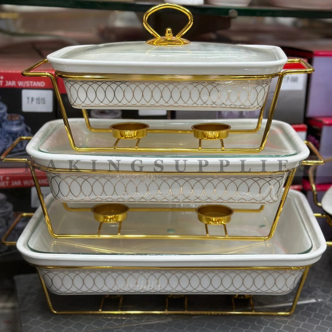 White Gold Chafing Dish Set of 3