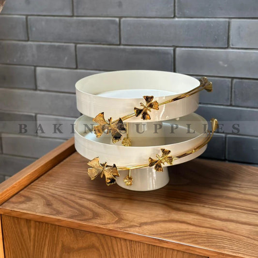 Luxury White & Gold Platters with Stand | Baking Supplies