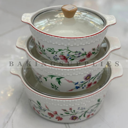 Printed Ceramic Serving Handi Set of 3