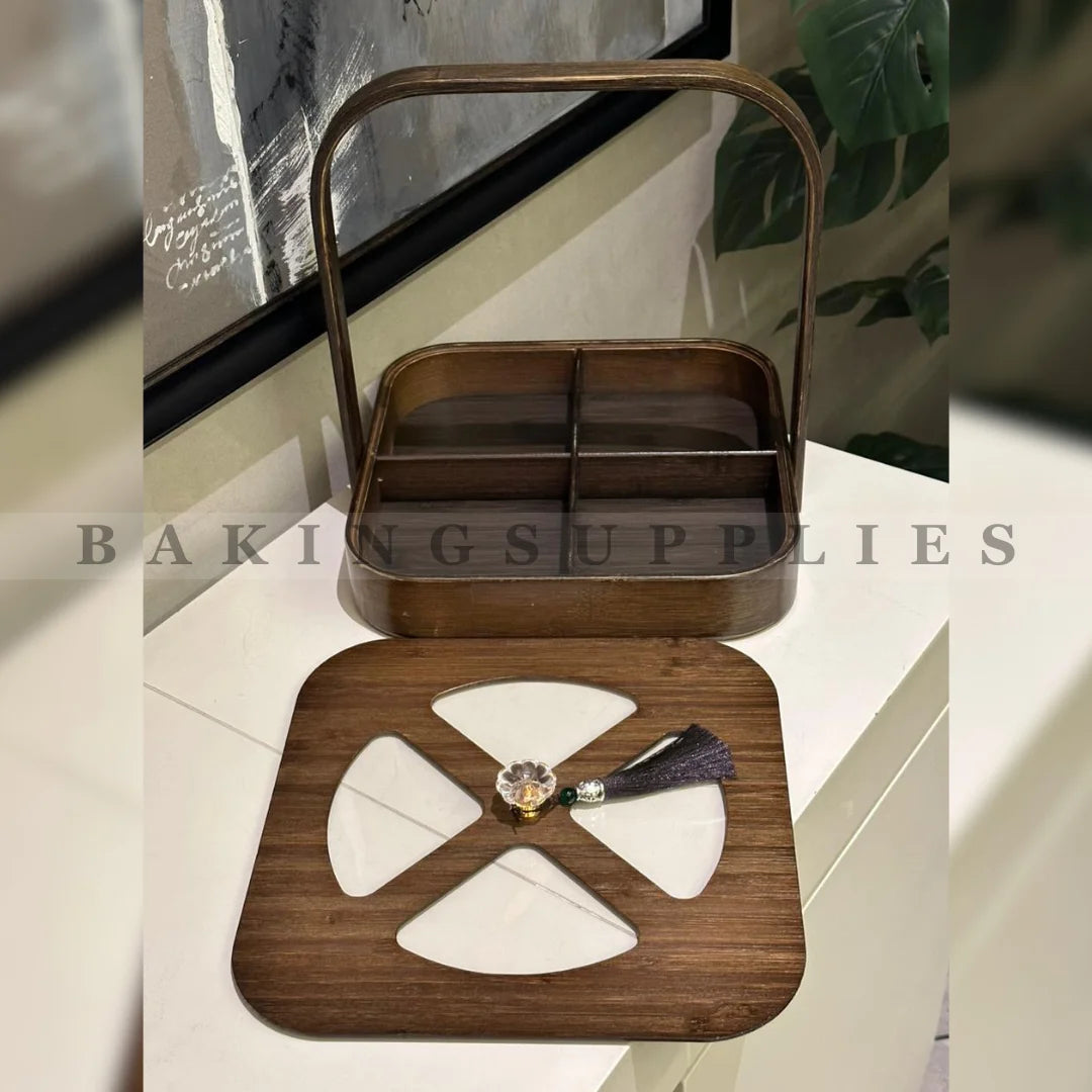 Wooden Dry Fruit Dish – Elegant Natural Wood Serving Tray