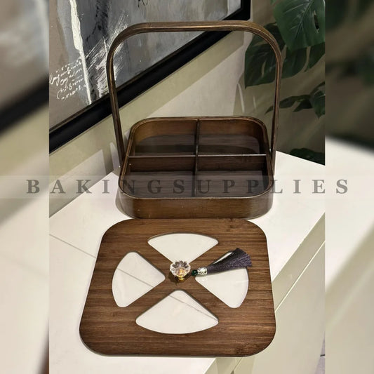 Wooden Dry Fruit Dish – Elegant Natural Wood Serving Tray