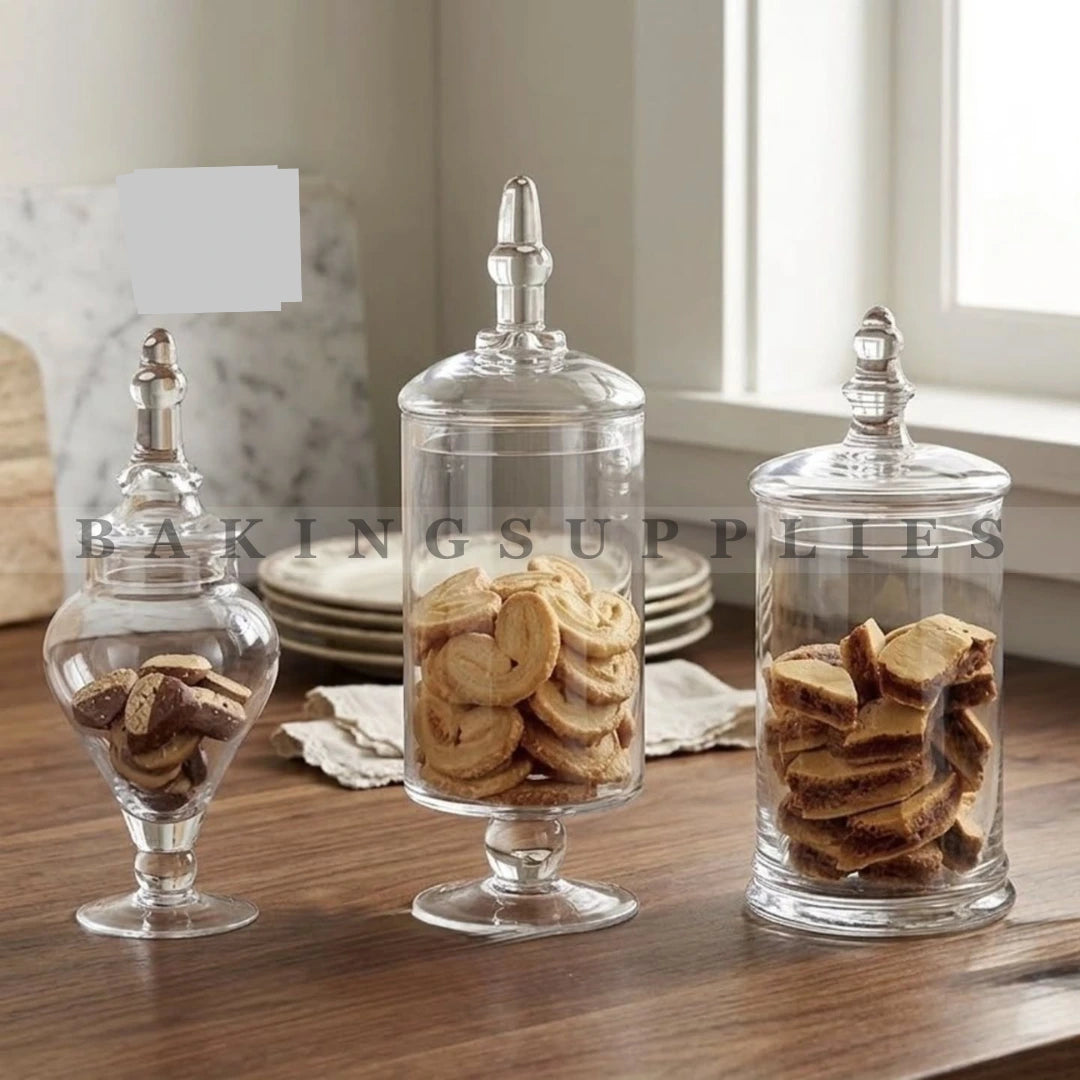 Danny Home Glass Candy Jar Set with Lids | Decorative Storage Jars