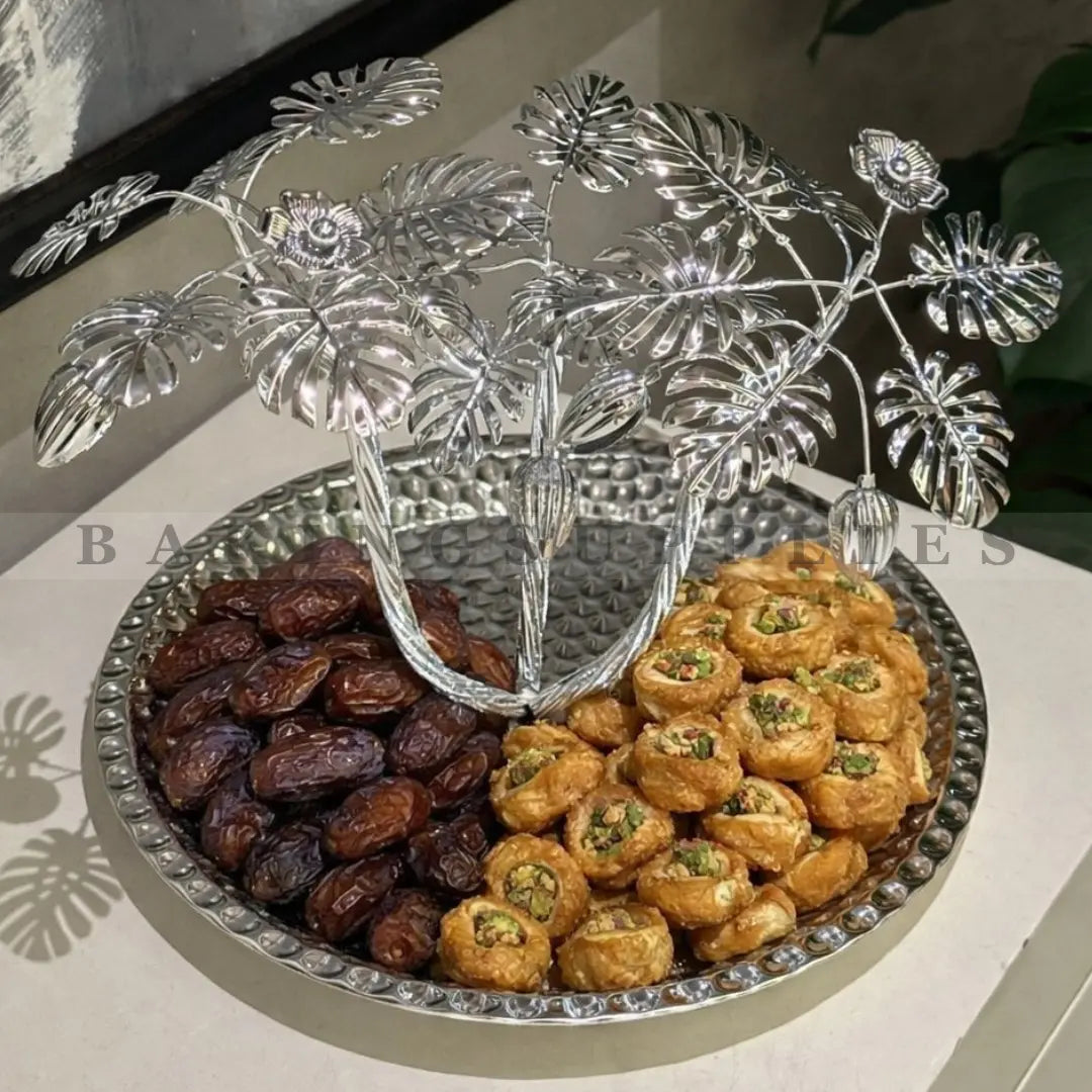 Metal Decorative Date Platter L Size – Silver Finish