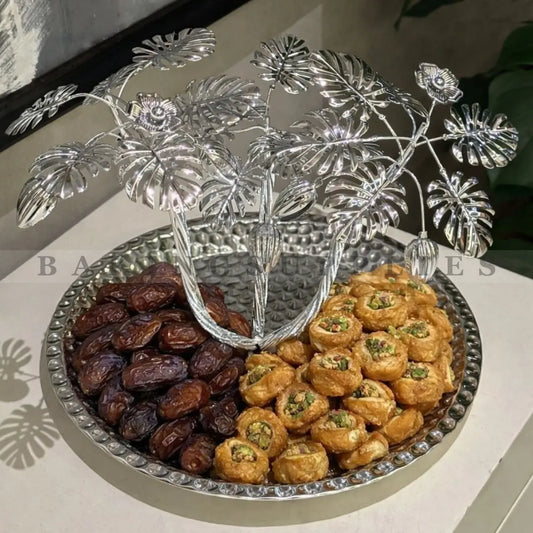 Metal Decorative Date Platter L Size – Silver Finish