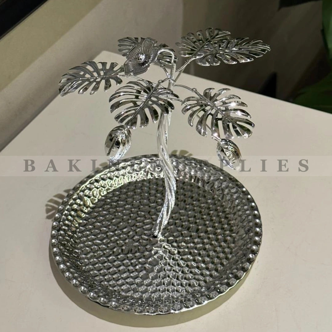 Metal Decorative Date Platter S Size – Silver Finish