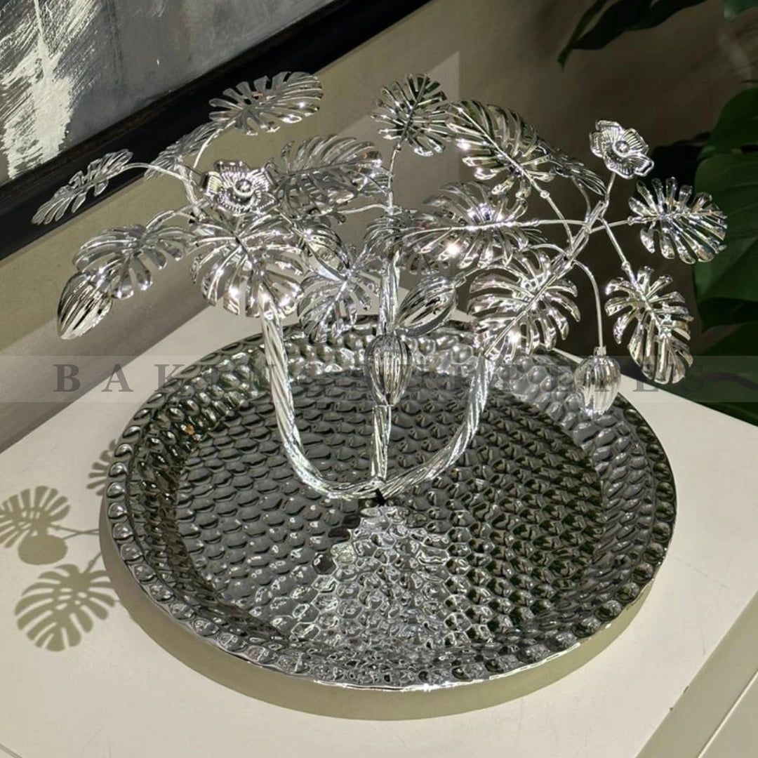 Metal Decorative Date Platter L Size – Silver Finish