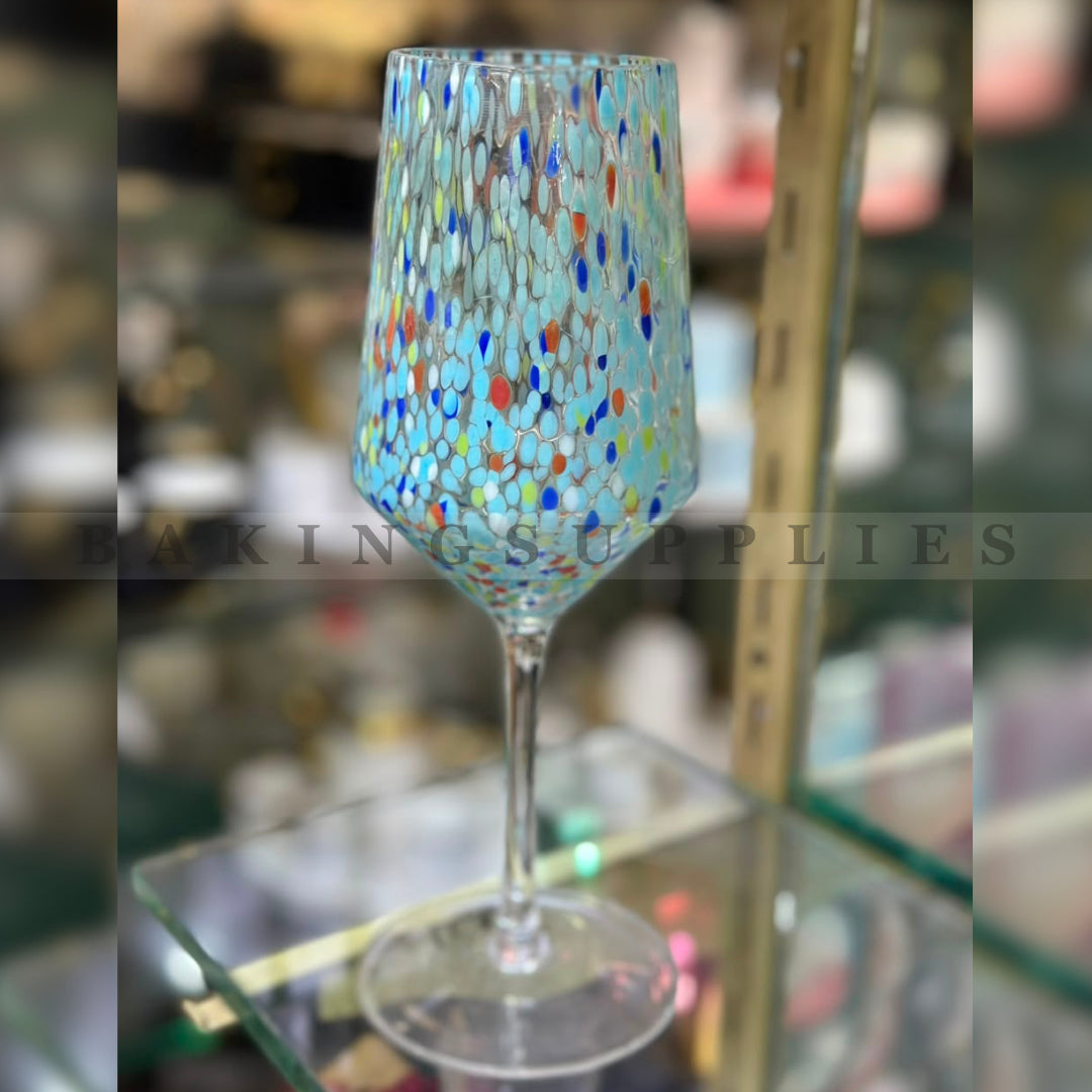 Multicolor Speckled Wine Glass Set 6 Pieces