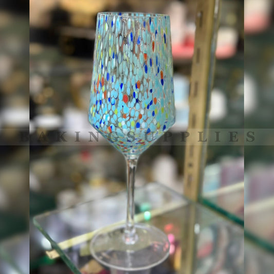 Multicolor Speckled Wine Glass Set 6 Pieces